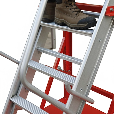 Anti-slip steps on tanker access ladders ensuring worker safety during climbing and inspection