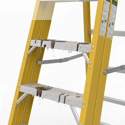 Anti-slip ladder steps designed to reduce accidents and improve worker safety